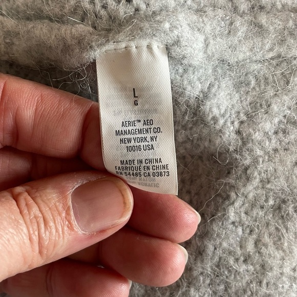 Aerie Fuzzy Open Front Cozy Knit Cardigan Gray Womens Size Large Wool Alpaca - Picture 3 of 10